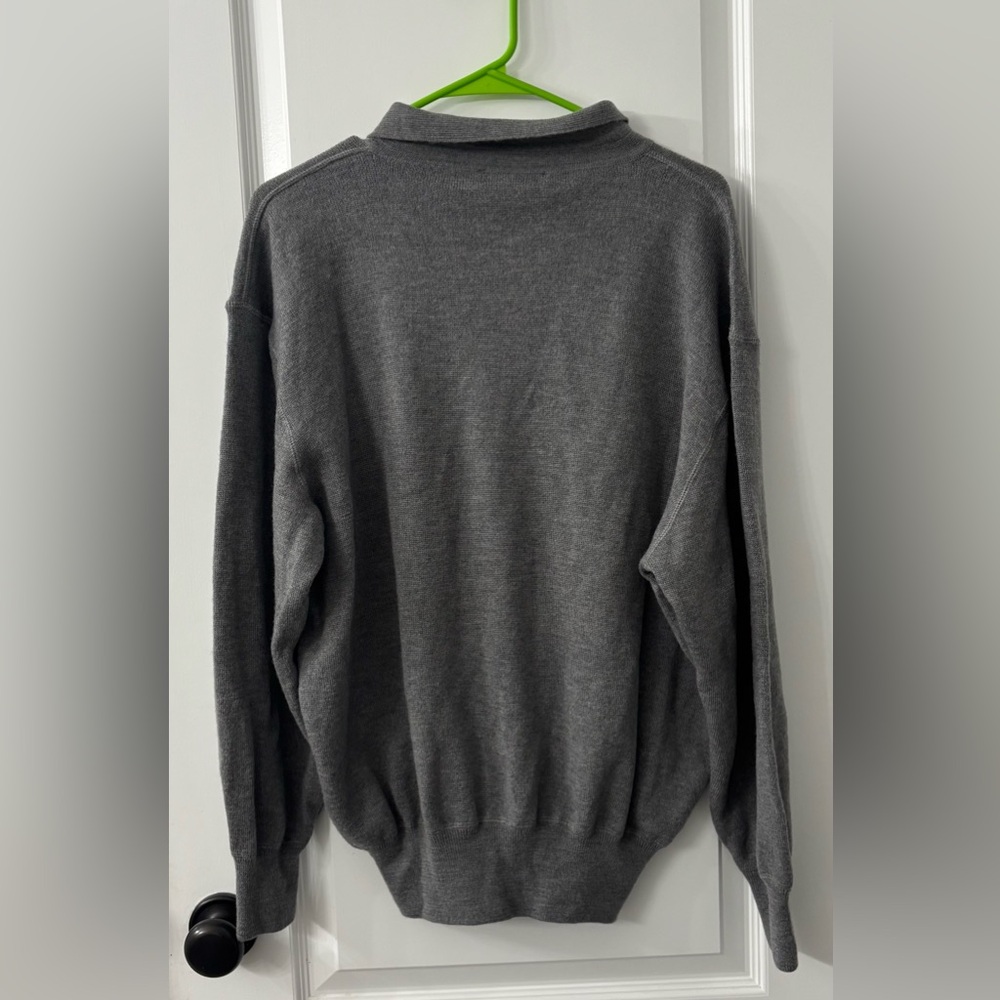 I LEVRIERI Merino Wool Gray Collared Sweater - Picture 4 of 7